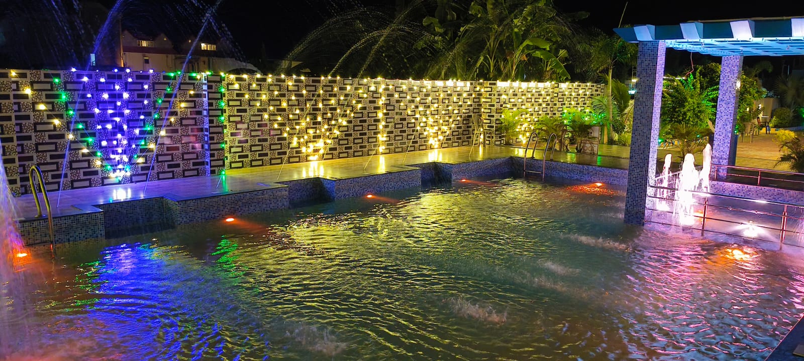 Fairy Lights Wall and Pergola at Poolside