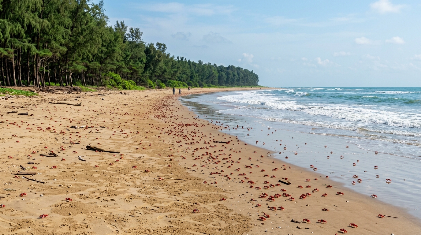 Tajpur Beach Casuarina Forest and Red Crab Shoreline near Mandarmani